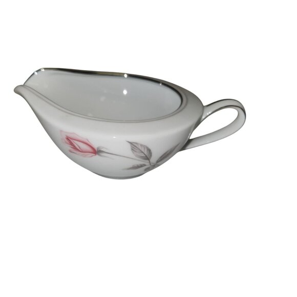 Noritake Rose China Gravy Boat With Silver Trim - Picture 2 of 9